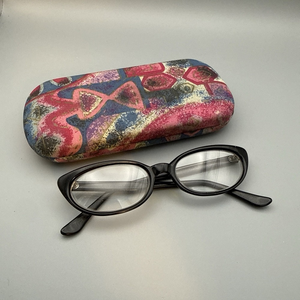 Indo Eyeglasses Black Frames Isabel Cat Eye Made Spain Vintage Minimalist & Case